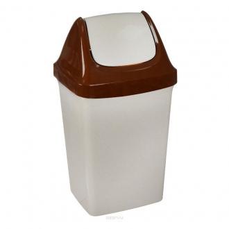 Бак для мусора с плав. крышкой Свинг, 15л, бежевый мрамор (М2462) - Officedom (1)