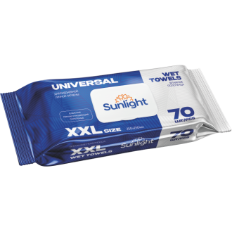 Полотенца влажные XXL, SUNLIGHT UNIVERSAL, 70шт, 25х25 см, SG - Officedom (1)