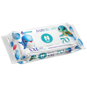 Полотенца влажные XXL, NATURAL FRESH, детские Черепашка, 70шт, 25х25 см, SG - Officedom (1)