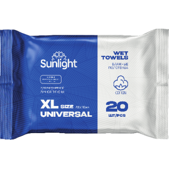 Полотенца влажные XL, SUNLIGHT Universal ХЛОПОК, 20шт, SG - Officedom (1)