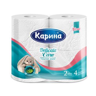 Туалетная бумага Delicate Care, 2 слоя, целлюлоза, 4 рулона, Карина - Officedom (1)