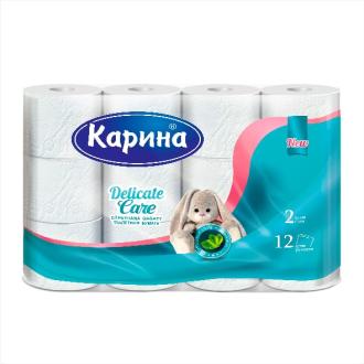 Туалетная бумага Delicate Care, 2 слоя, целлюлоза, 12 рулона, Карина - Officedom (1)