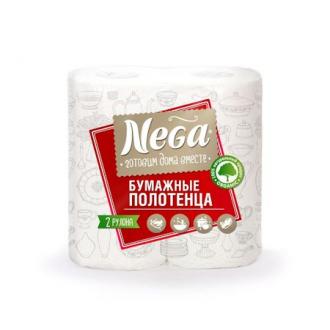 Бумажные полотенца Nega, 2 рул/<wbr>уп, 2 слоя, 60л, 21,8х22 см - Officedom (1)