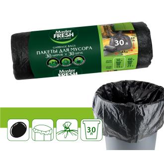 Мешки для мусора 30л, 30шт, 7мкм, черные, MFGB30–30R, Master FRESH - Officedom (3)