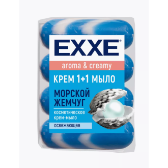 Крем-мыло туалетное EXXE, Морской жемчуг, синее полосатое 4шт/<wbr>90г - Officedom (1)