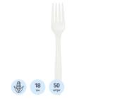 Вилка одноразовая, кукурузный крахмал, 180мм, белый, 50шт, GM | OfficeDom.kz