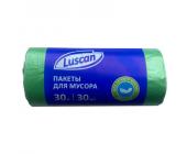 Мешки для мусора 30л, 30шт, 10 мкм, зеленый, Luscan | OfficeDom.kz