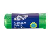 Мешки для мусора ПНД, 30л, 10мкр, 30шт, зеленый, Luscan Bio | OfficeDom.kz