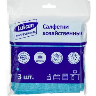 Салфетка из микроволокна 30х30 см, 3 шт, 300 гр, синий, Luscan - Officedom (2)