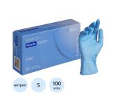 Перчатки нитриловые, неопудренные S-размер, Blue Sky, голубой, 50 пар/<wbr>100 штук в уп, MediOk | OfficeDom.kz