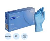 Перчатки нитриловые, неопудренные М-размер, Blue Sky, голубой, 50 пар/100 штук в уп, MediOk | OfficeDom.kz
