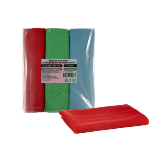 Тряпка для пола, 50x60 см, микрофибра 180 гр, 3шт, красный, синий, зеленый, Luscan - Officedom (1)