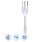 Вилка одноразовая, кукурузный крахмал, 162мм, белый, 50шт, GM | OfficeDom.kz
