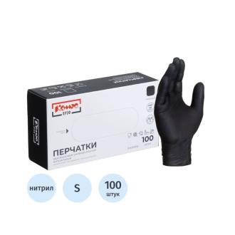 Перчатки нитриловые, неопудренные S-размер, черные, 50 пар/<wbr>100 штук в уп, Комус Проф - Officedom (1)