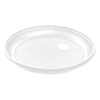 Тарелка d-165 мм, пластик, 100шт, белый, КОМУС - Officedom (1)