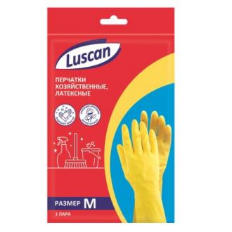 Перчатки латексные с хлопковым напылением, желтый, размер: М, Luscan - Officedom (2)