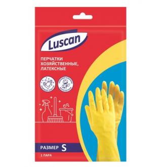 Перчатки латексные с хлопковым напылением, желтый, размер: S, Luscan - Officedom (2)