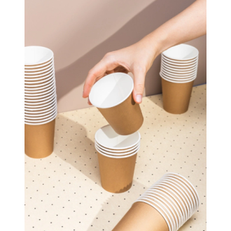 Стакан одноразовый бумажный, 200/<wbr>276 мл, крафт, 50 штук, Комус - Officedom (4)