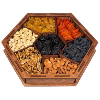 Набор сухофруктов и орехов большой (изюм белый/<wbr>черный, миндаль, кешью, грецкий орех, курага, чернослив), 1140г - Officedom (1)