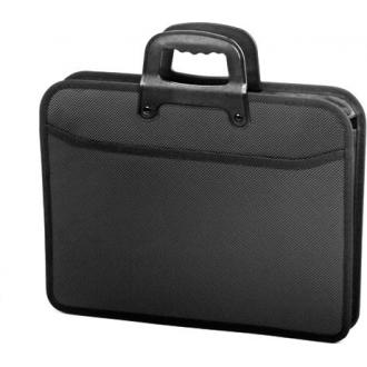 Портфель для документов, А4, 2 отделения, на молнии, пластик 0,7 мм, черный - Officedom (1)