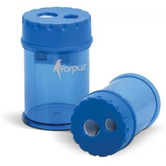 Точилка пластиковая Forpus, двойная, с контейнером, синий - Officedom (1)