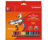 Карандаши цветные наточенные Stabilo "Trio" 18 цв., с точилкой, карт. упак. (203/2-18) | OfficeDom.kz