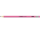 Карандаш простой HB, с ластиком, наточенный, ярко-розовый корпус, Stabilo Swano Neon (4907/HB-56) | OfficeDom.kz