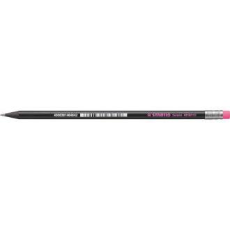 Карандаш простой Stabilo Black Neon, HB, с розовым ластиком, наточенный, черный корпус (4918/<wbr>HB-56) - Officedom (1)