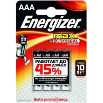 Батарейки Energizer MAX Alkaline, AAA/<wbr>LR03, 4 шт/<wbr>уп - Officedom (1)