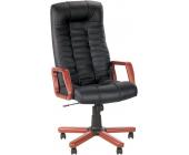Кресло для руководителя ATLANT extra SP-A кожа, деревянные подлокотники, дерев. крестовина, черный | OfficeDom.kz