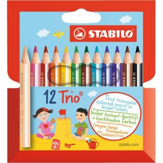 Карандаши цветные наточенные Stabilo "Trio" 12цв., утолщенные, укороченные (205/<wbr>12-03) - Officedom (1)