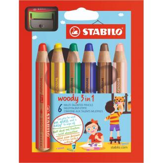 Карандаши цветные STABILO woody 3 in 1 (6шт + точилка) - Officedom (1)