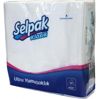 Салфетки бумажные "Selpak Classik" 24х24 см, 50 штук/<wbr>упак., белый - Officedom (1)