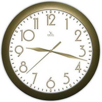 Часы настенные Вега П1-8/<wbr>7-215, d-29 см, белый фон, золотистое кольцо - Officedom (1)