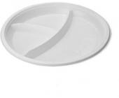 Тарелка одноразовая 3-секционная , Д=210 мм, 100 шт/уп, белый | OfficeDom.kz