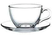 Набор чайный Pasabahce BASIC, чашка с блюдцем на 6 персон, 230 мл, стекло, прозрачный | OfficeDom.kz