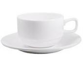 Чашка чайная WILMAX, 220 мл + блюдце, белый, 6 шт/упак | OfficeDom.kz