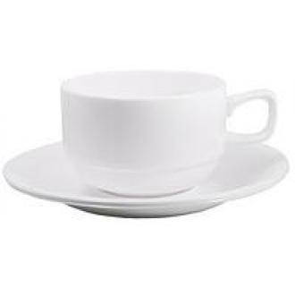 Чашка чайная WILMAX, 220 мл + блюдце, белый, 6 шт/<wbr>упак - Officedom (1)