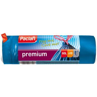 Мешки для мусора Paclan Premium 60л.; 10шт/<wbr>уп с тесьмой, высокопрочные, синий - Officedom (1)