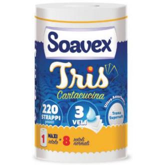 Бумажные полотенца Soavex TRIS , 3слоя, 23,2*16, 50м, белые, 1 рул/<wbr>упак - Officedom (1)