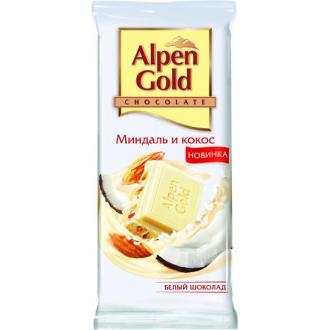 Плиточный шоколад Alpen Gold, белый с миндалем и кокосовой стружкой, 90 гр - Officedom (1)