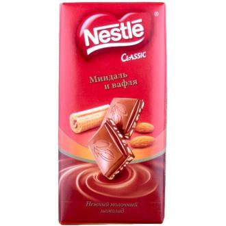 Плиточный шоколад Nestle, молочный с миндалем и вафлями, 90 гр - Officedom (1)