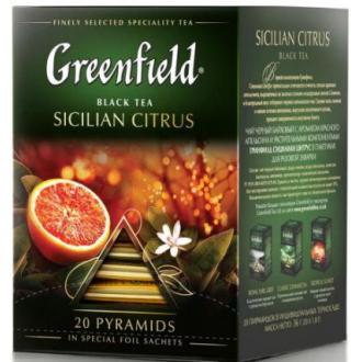 Чай черный Gf Sicilian Citrus с ароматом красного апельсина, 20х1,8г, пирамидки - Officedom (1)