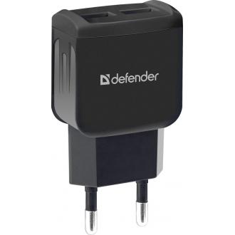 Зарядное устройство сетевое Defender EPA-13, 2xUSB, 5V/<wbr>2.1А, черный - Officedom (1)