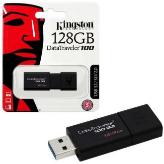 Флэш-накопитель Kingston, USB 3.0, 128 GB, черный (DT100G3/<wbr>128GB) - Officedom (1)