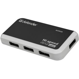 Расширитель USB Defender Quadro Infix, 2.0, на 4 порта, черно/<wbr>белый - Officedom (1)