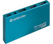 Расширитель USB Defender Septima Slim, 2.0, на 7 портов, голубой | OfficeDom.kz