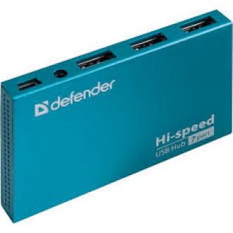 Расширитель USB Defender Septima Slim, 2.0, на 7 портов, голубой - Officedom (1)